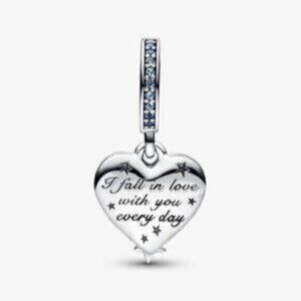 Pandora Celestial Shooting Star Heart Double Dangle Charm View 3